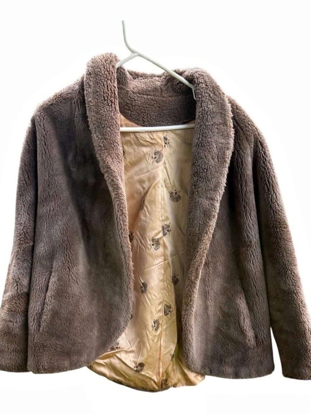 Mid Century Doible Breasted Princeton’s Ollegro Faux Fur Teddy Jacket in Brown